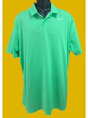 Nike Mens Golf Dri-Fit Standard Fit Green Striped Polo Shirt XL